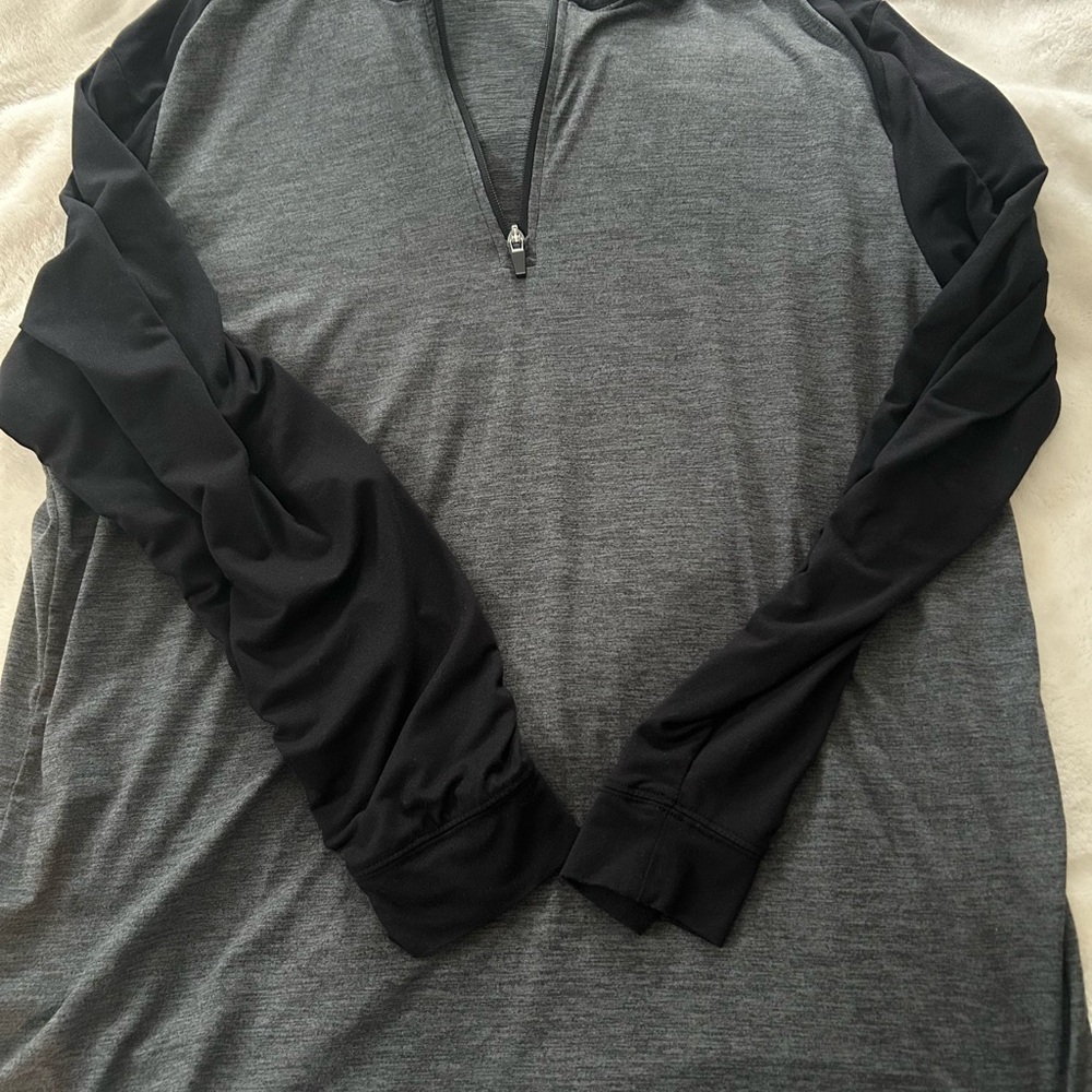 Gray and Black Quarter-Zip Pullover